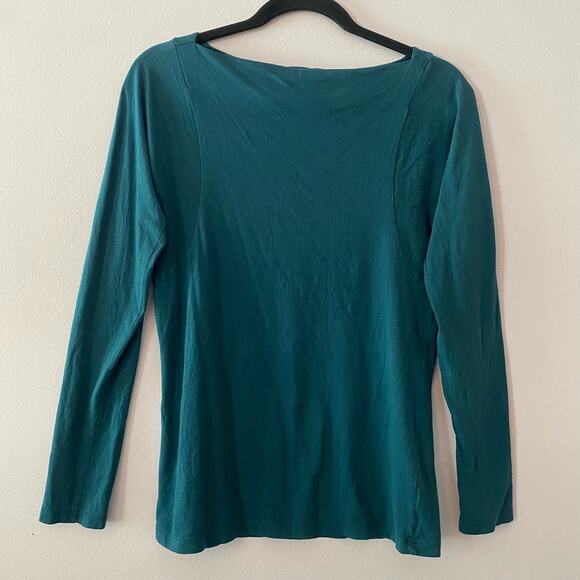 Demylee New York Women's size Medium Aqua Blue Wide Neck Long Sleeve Shirt - Picture 1 of 8